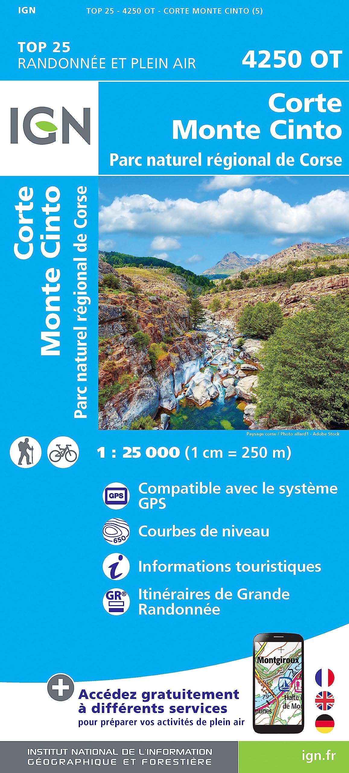 Corte Monte Cinto Parc naturel régional de Corse 1 : 25 000 (TOP 25) Leisure, Home & Garden