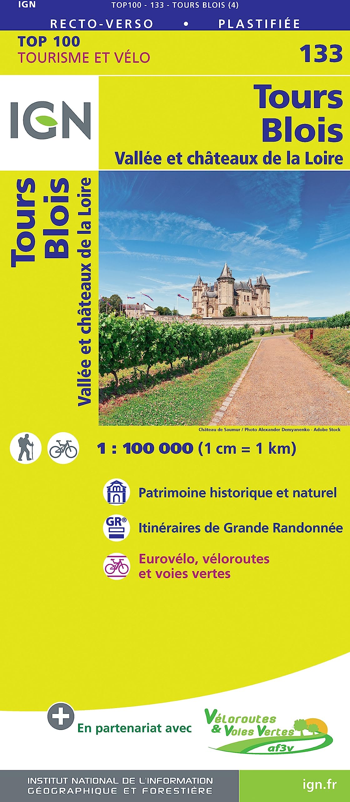 Tours Blois 1:100 000: IGN Cartes Top 100 - Straßenkarte Leisure, Home & Garden