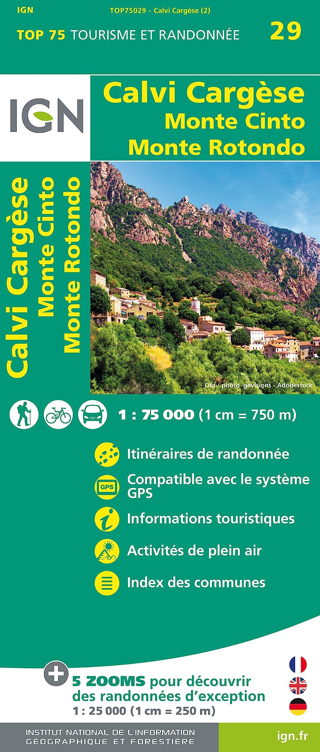 Calvi Cargèse  Monte Cinto  Monte Rotondo 1:75000 Leisure, Home & Garden