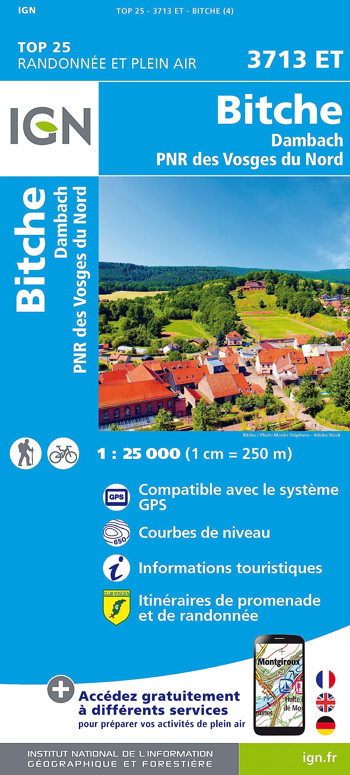 Bitche.Dambach.PNR des Vosges du Nord 1:25 000 (TOP 25) Leisure, Home & Garden