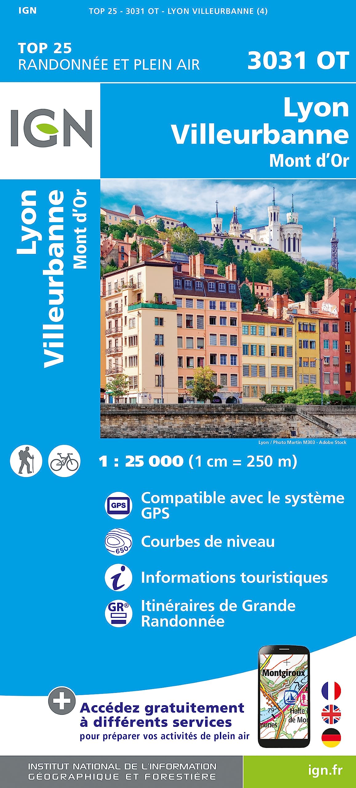 3031OT Lyon Villeurbanne Mont d'Or 1 : 25 000 Leisure, Home & Garden