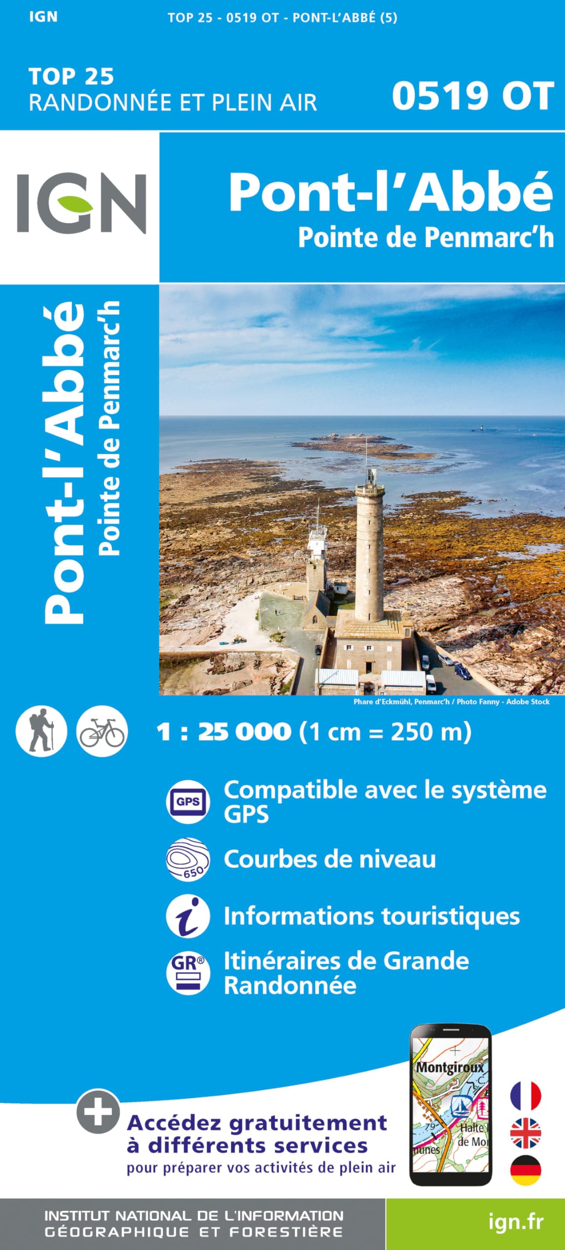 0519OT Pont-l'Abbé - Pointe Penmarc: 1:25000 (TOP 25) Leisure, Home & Garden