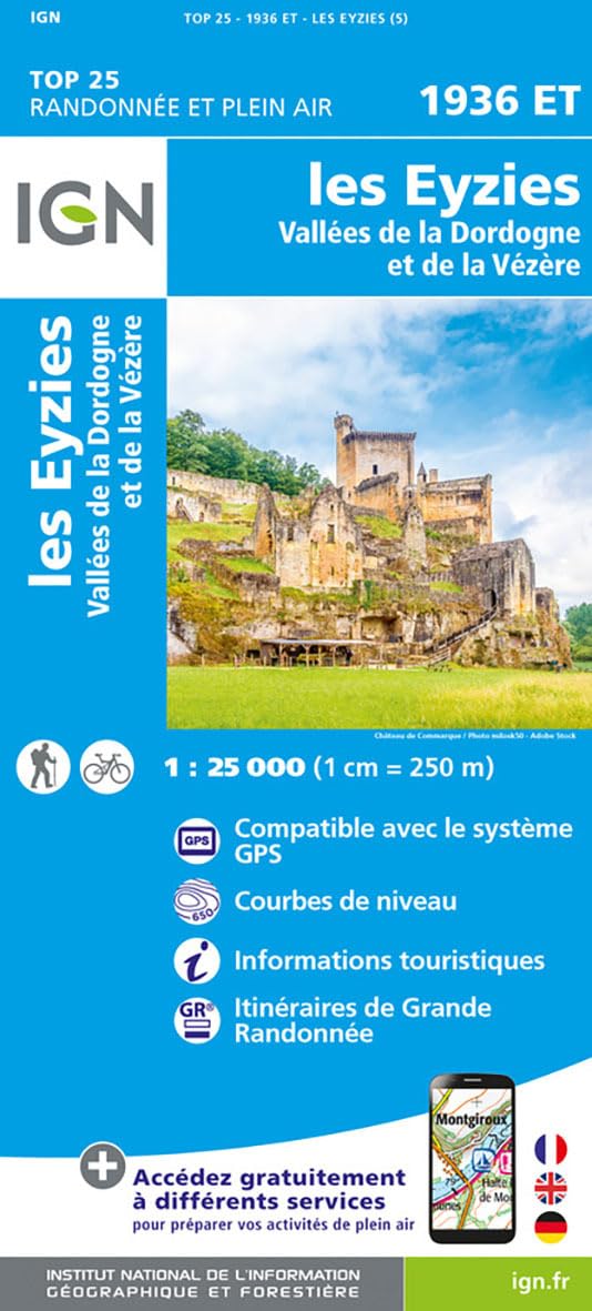 1936ET Les Eyzies Vallée de la Dordogne: 1:25000 (TOP 25) Leisure, Home & Garden