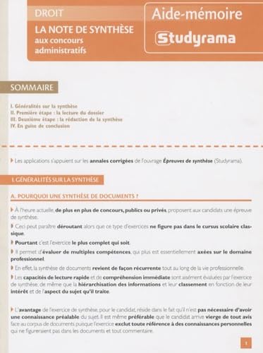 Droit la note de synthèse: aux concours administratifs Books