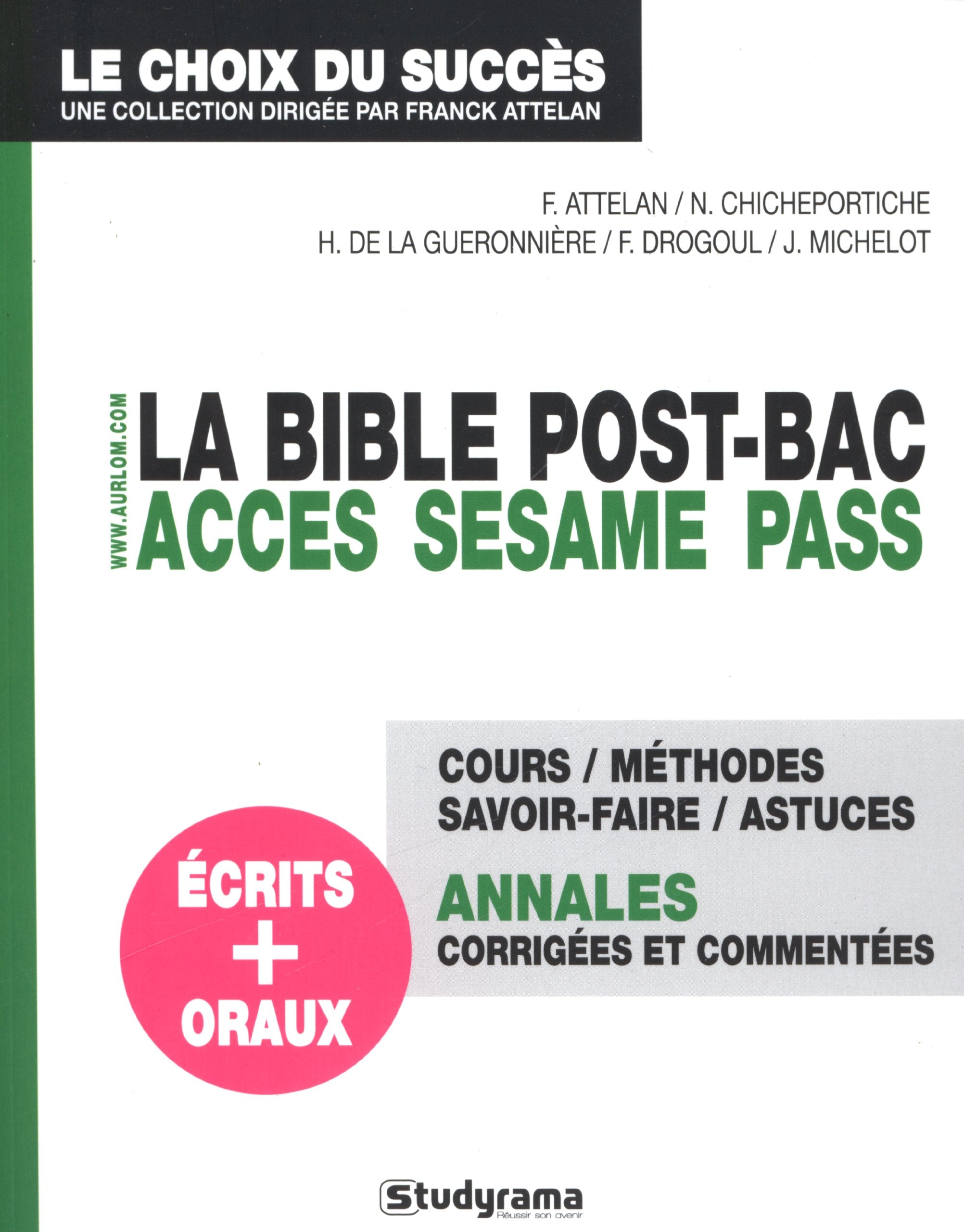 La bible post-bac access sésame pass: écrits et oraux Books
