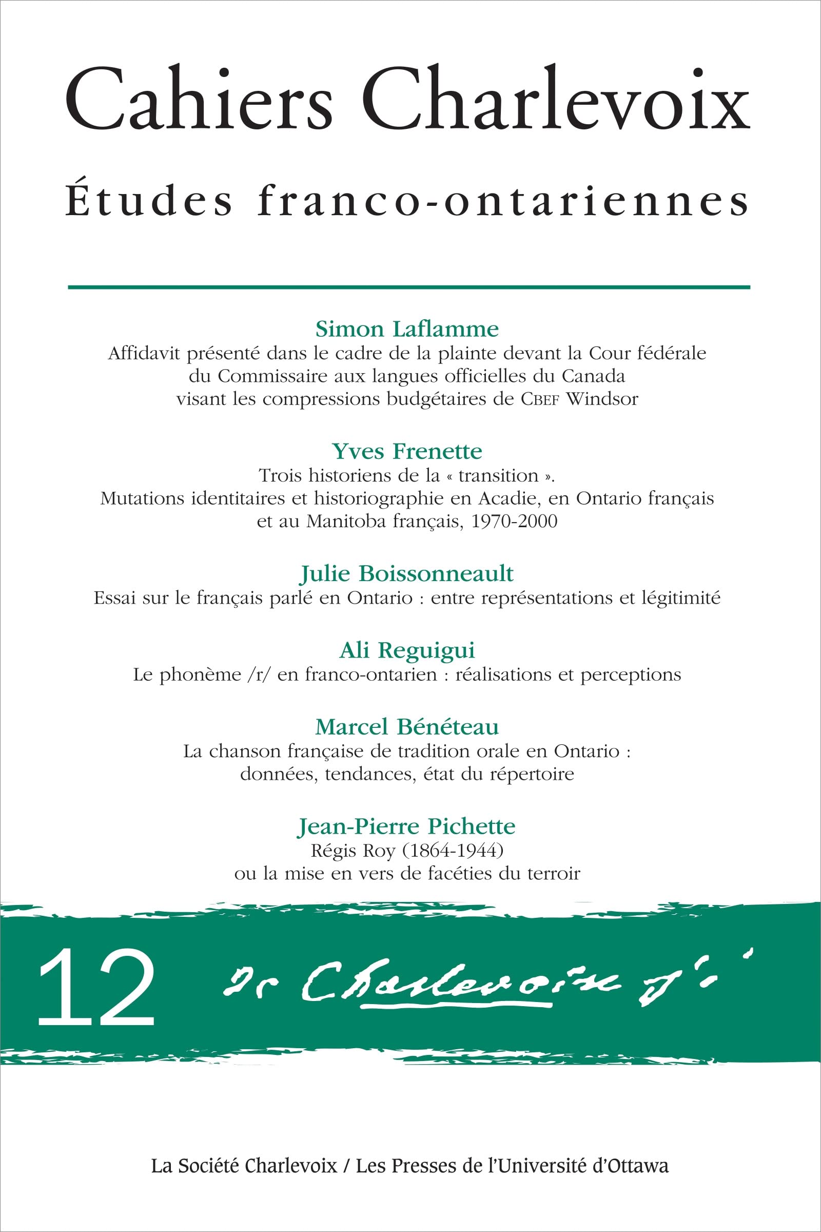 Cahiers Charlevoix 12: Études franco-ontariennes book