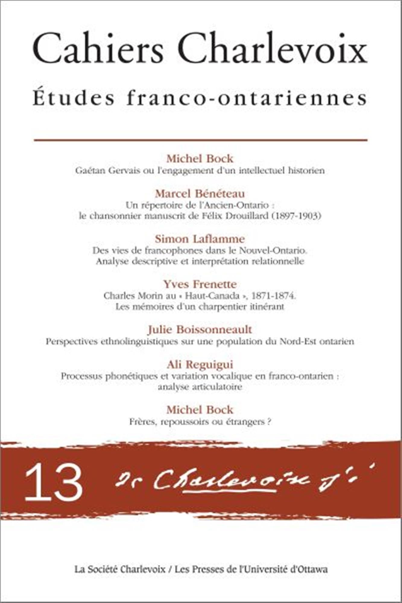 Cahiers Charlevoix 13: Études franco-ontariennes book