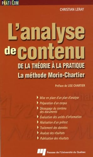 ANALYSE DE CONTENU: De la théorie à la pratique, la méthode Morin-Chartier Books