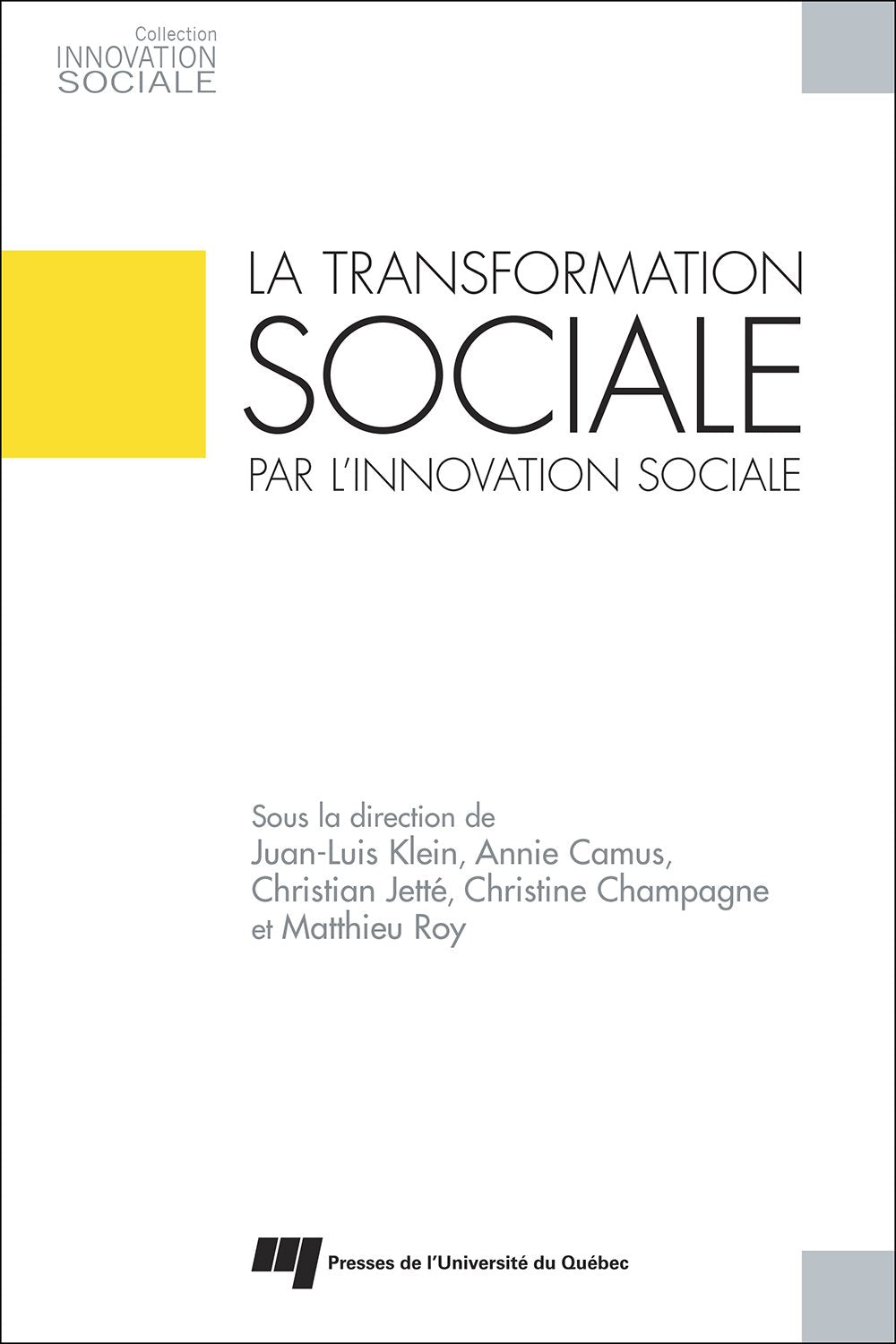 TRANSFORMATION SOCIALE PAR L'INNOVATION SOCIALE book