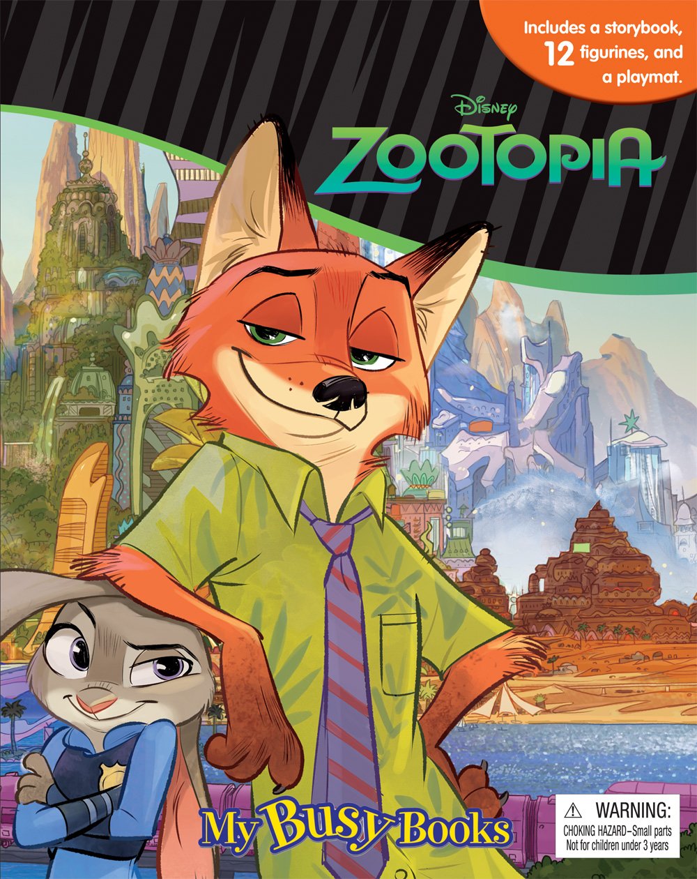 Disney Zootopia My Busy Book + 12 Zootopia Character Mini Figures Set Fun Disney ディズニーズートピアマイビジー帳+12ズートピアキャラクターミニフィギュアは楽しいディズニー設定します + 1 Free Gift Giraffe Bookmark Books