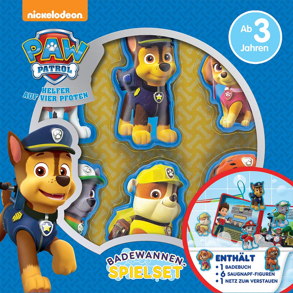 Paw Patrol Badewannen-Spielset - Badebuch-Set Eva, 6-seitiges Badebuch, 6 gepolsterte Saugnapf-Figuren, 1 Staunetz Children's books
