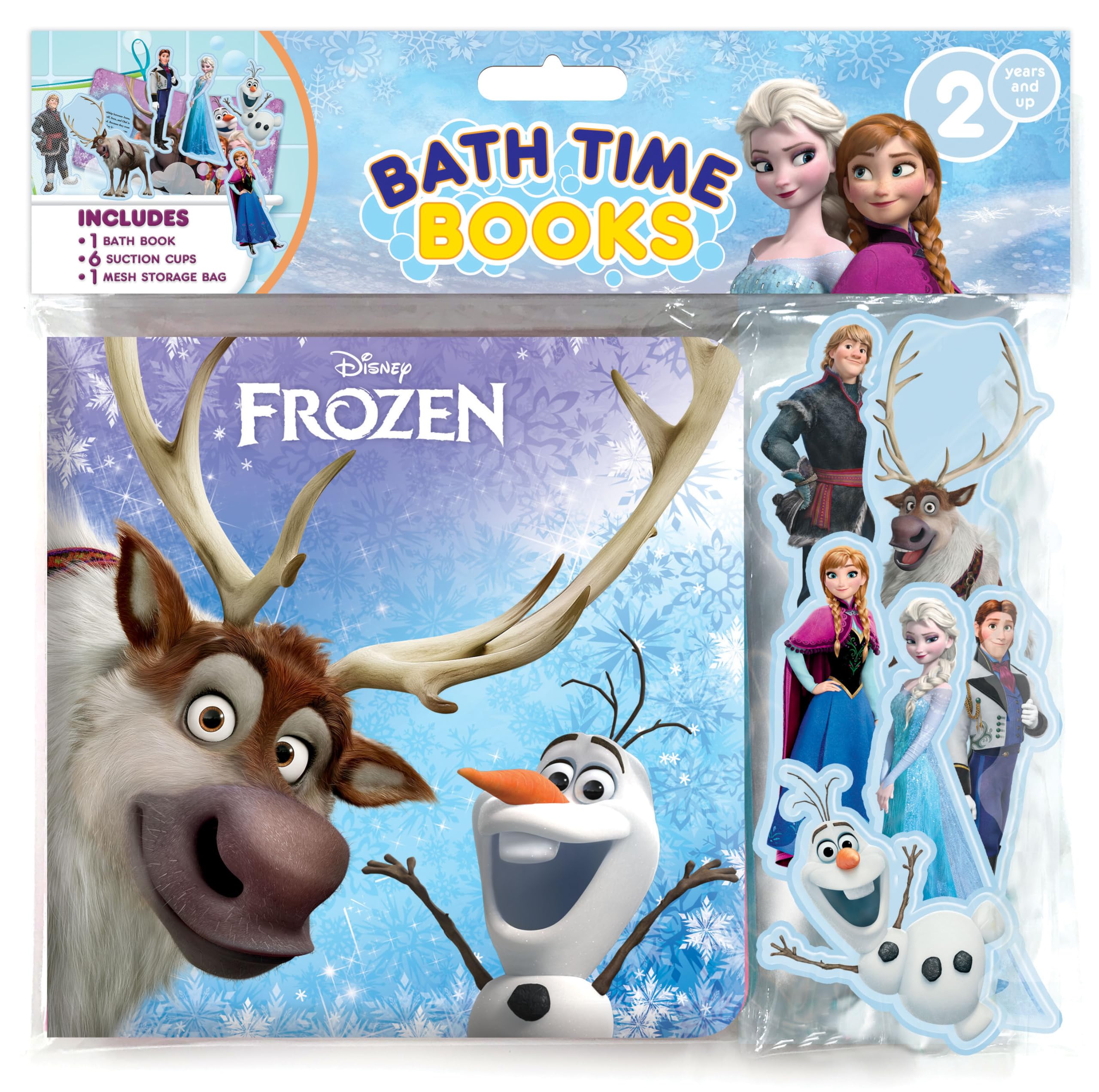 Disney Frozen Bath Time Books - Activity Books for kids, Bath book, 6 Padded suction cups, 1 Mesh bag Non-fiction