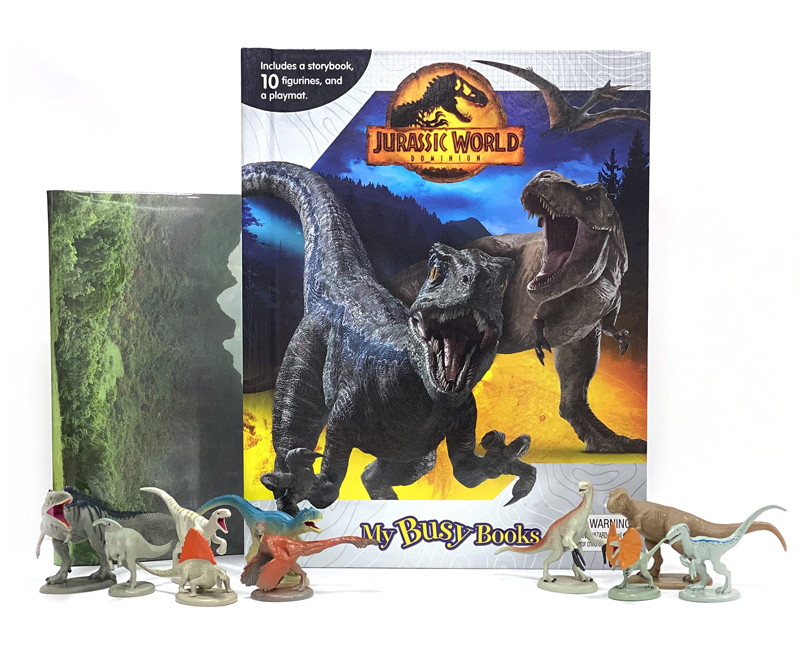Jurassic World My Busy Books - Storybook, 10 figurines, playmat book