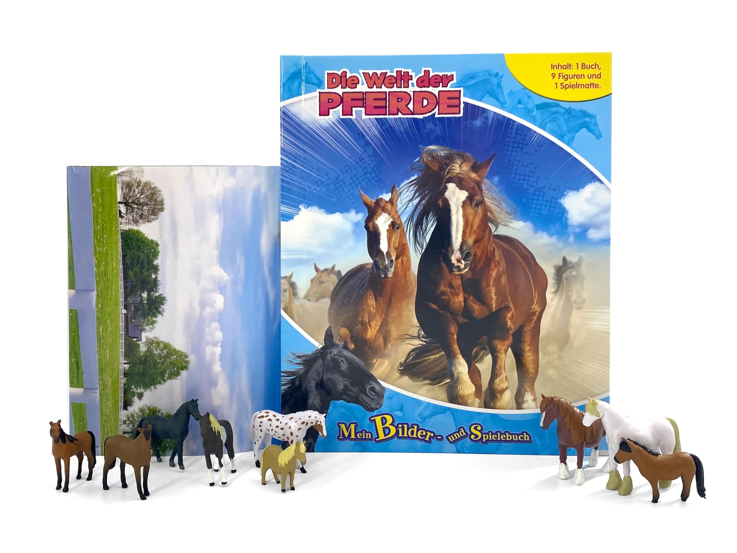 Die Welt der Pferde Mein Bilder- und Spielebuch - Spiel- und Beschäftigungsbuch, 10-seitiges Buch, 9 Spielfiguren, 1 Spielmatte Books