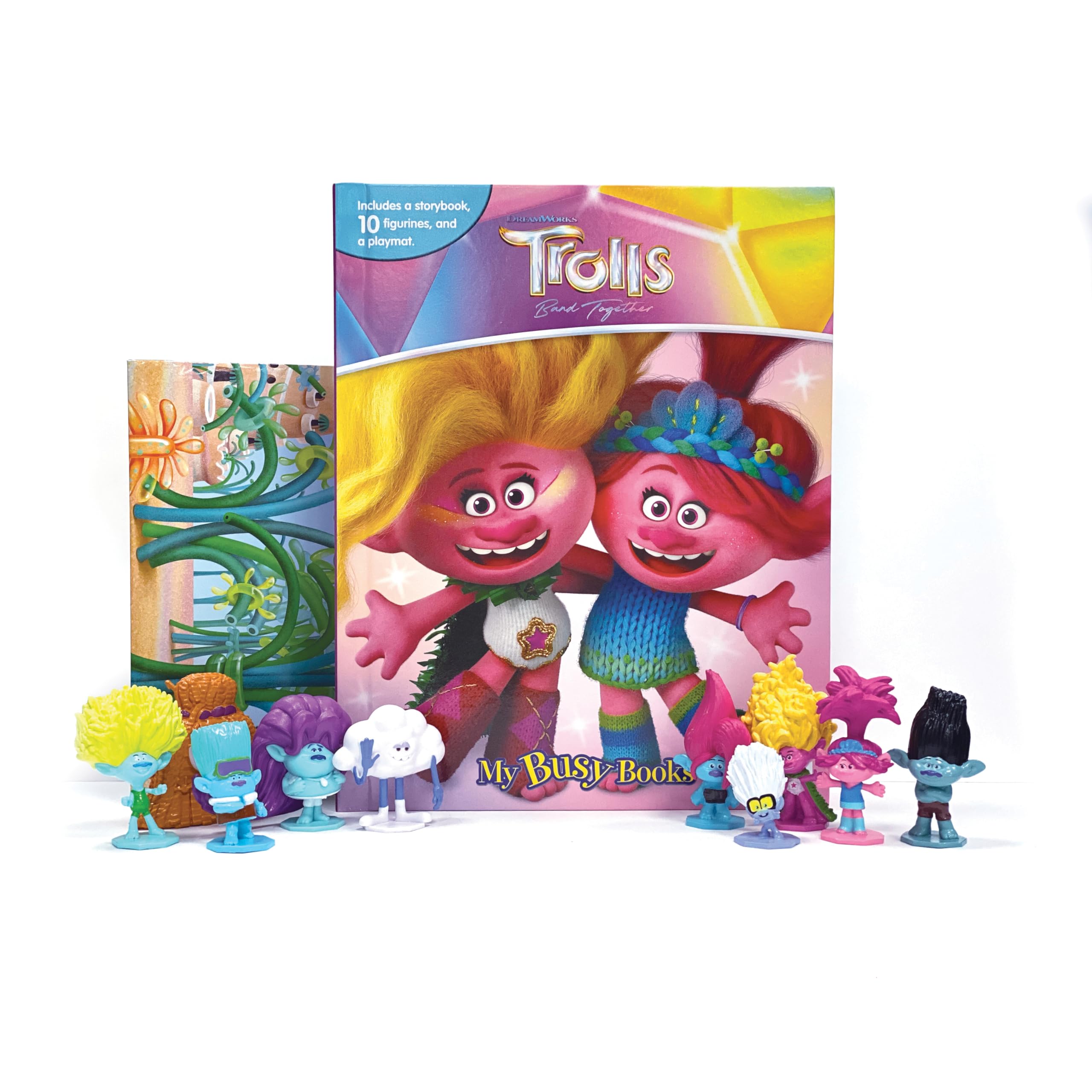 DreamWorks Trolls Band Together My Busy Books - Storybook, 10 figurines, playmat book