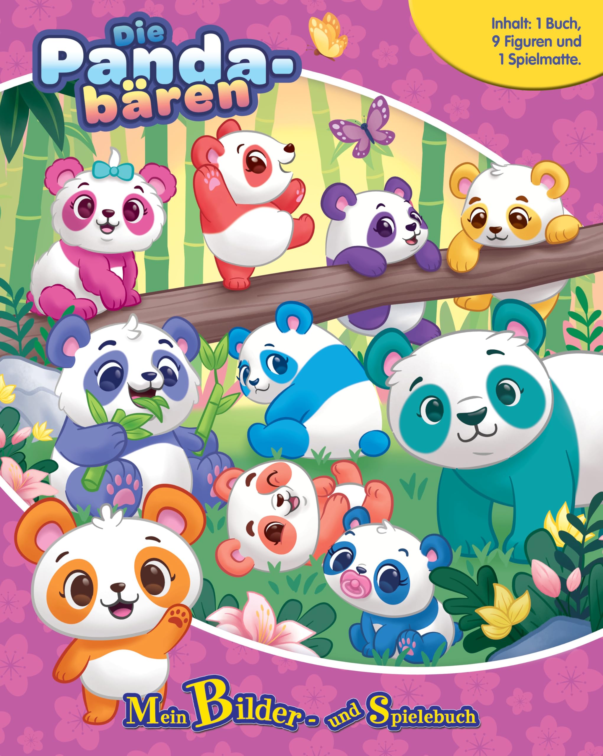 Die Pandabären Mein Bilder- und Spielebuch - Spiel- und Beschäftigungsbuch, 10-seitiges Buch, 9 Spielfiguren, 1 Spielmatte Books