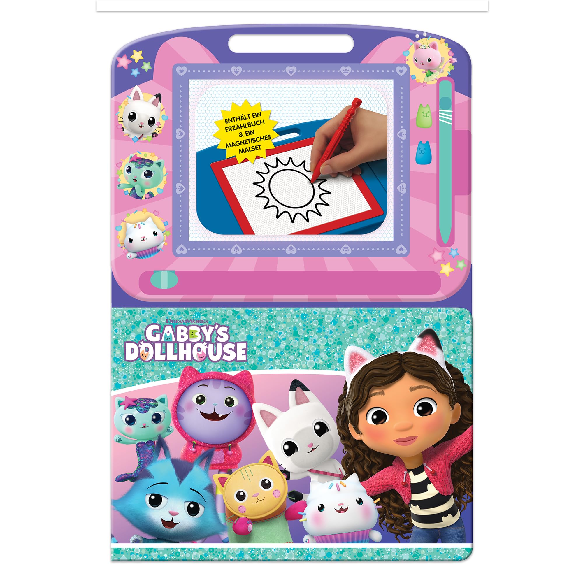 Gabby's Dollhouse Lern- und Zaubertafel – Lernmaterialien für Kinder, 22-seitiges Pappbilderbuch, 1 Magnetische Zeichentafel, 1 Magnetstift Books