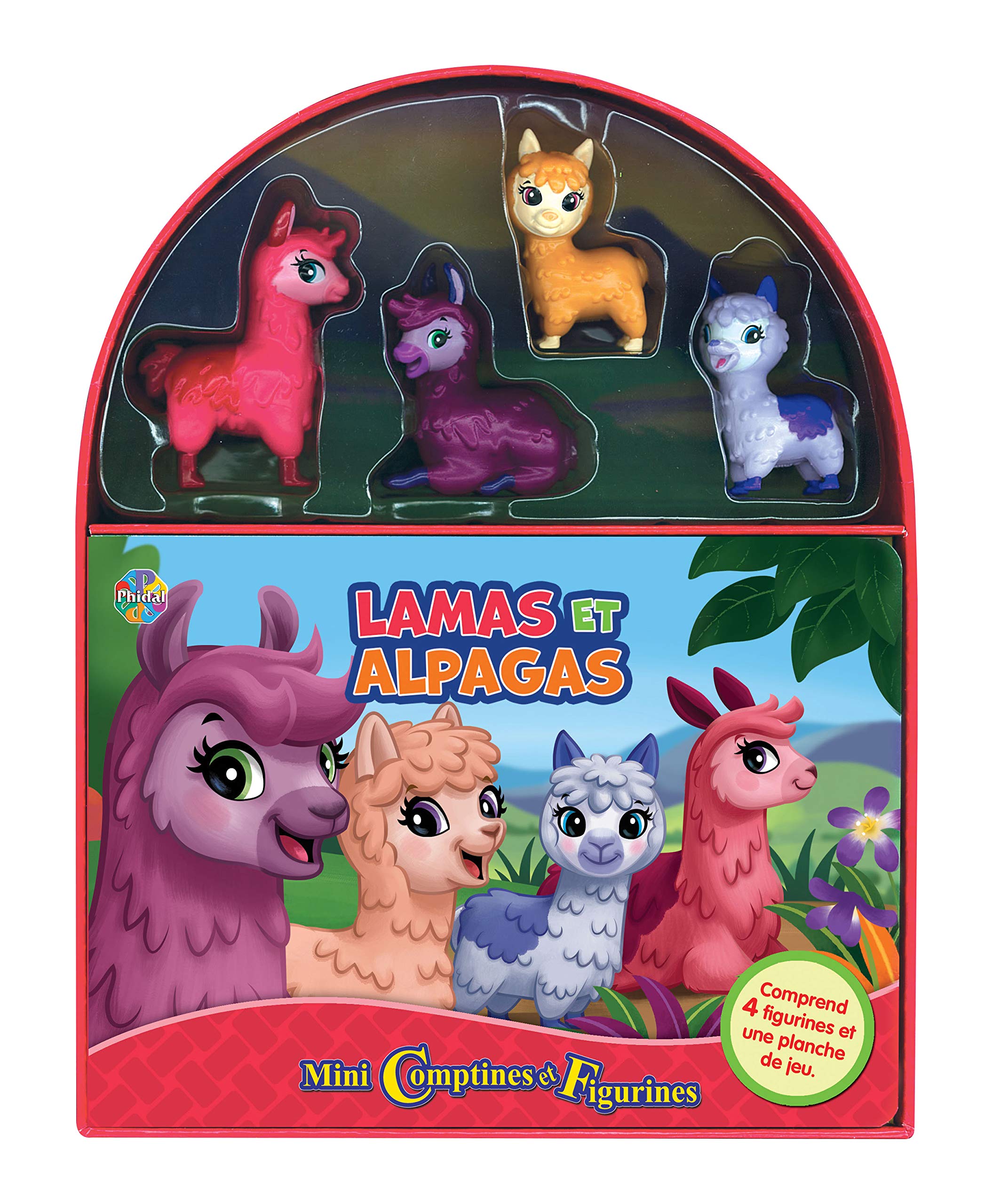 Phidal Lamas et Alpagas Mini Comptines et Figurines - Livres d'activités pour Enfants, Livre illustré de 10 Pages, 4 Figurines, Une Planche de Jeu book