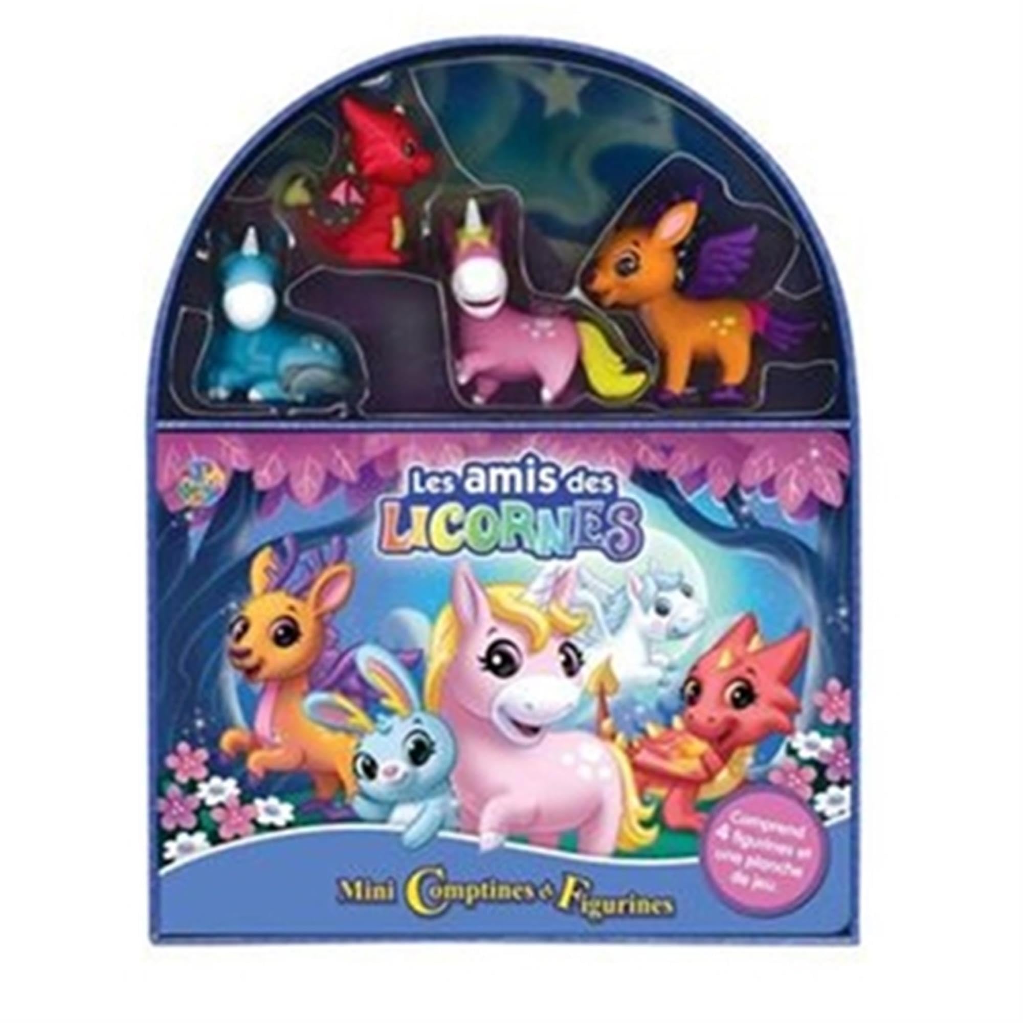 Phidal Les Amis des Licornes Mini Comptines et Figurines - Livres d'activités pour enfants, livre illustré de 10 pages, 4 figurines, une planche de jeu book