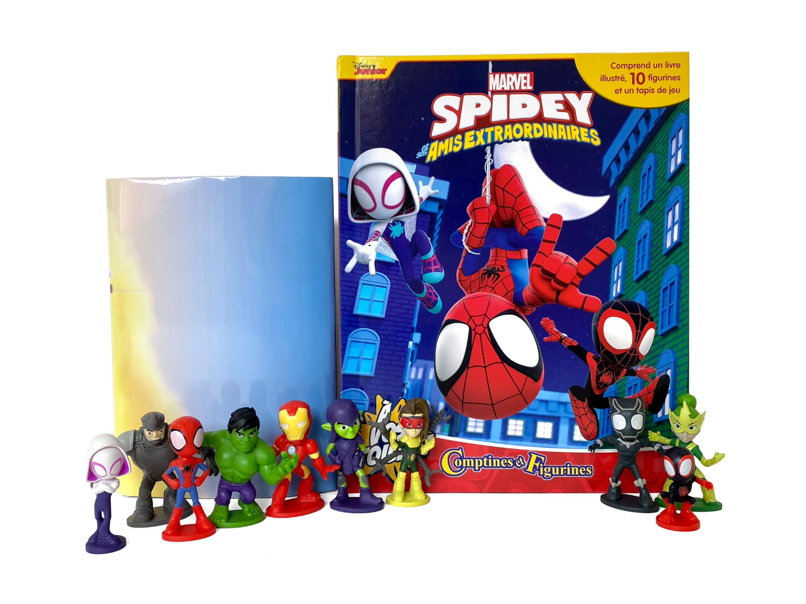 Marvel Spidey et Ses Amis Extraordinaires Comptines et Figurines - Livre illustré, 10 figurines, tapis de jeu book