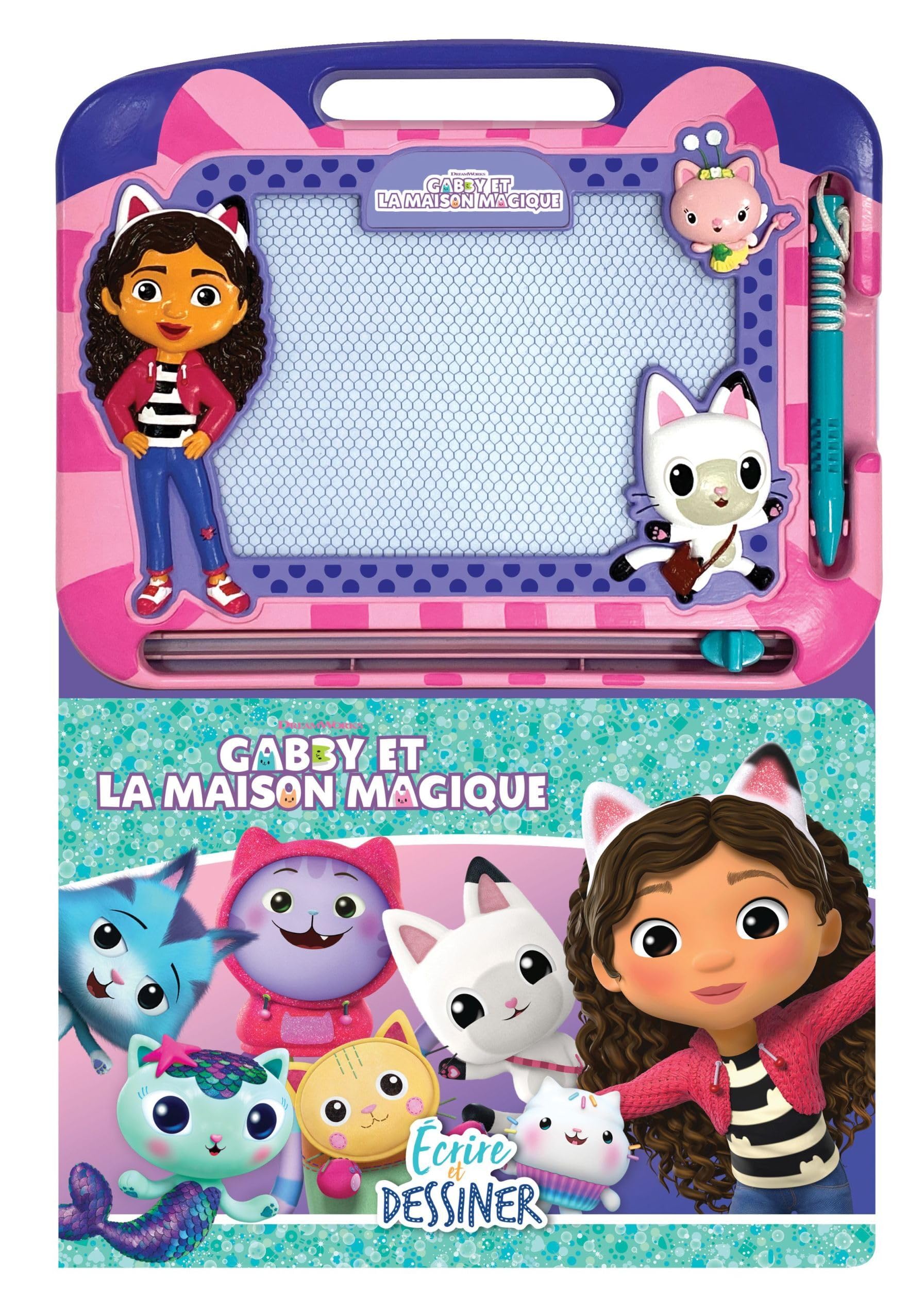 Gabby et la Maison Magique Écrire et Dessiner - Ressources d'apprentissage pour enfants, un tableau de dessin magnétique, un crayon facile à utiliser, un livre cartonné de 22 pages book