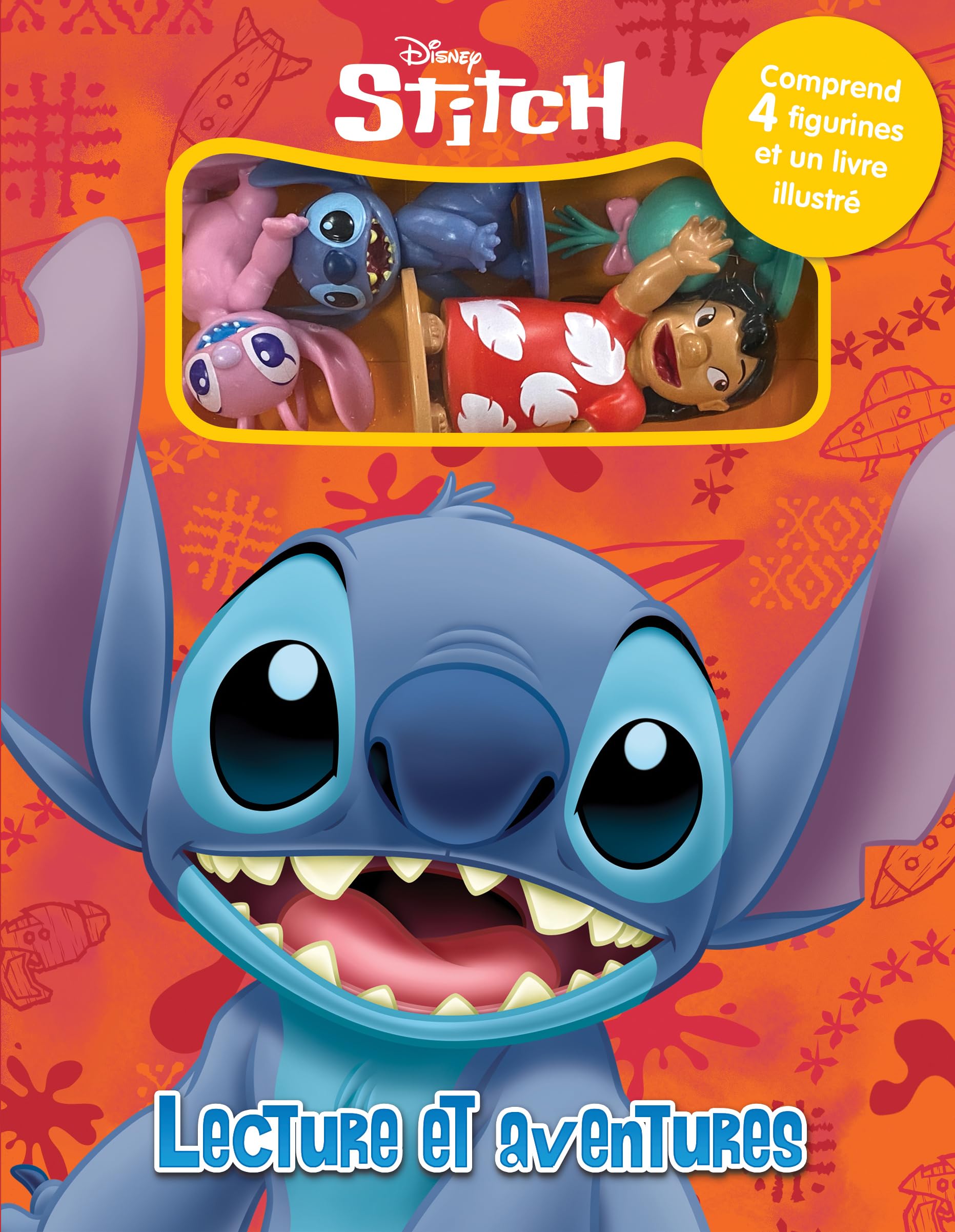Disney Stitch Lecture et aventures - Livres d'activités pour enfants, livre illustré de 12 pages, 4 figurines book