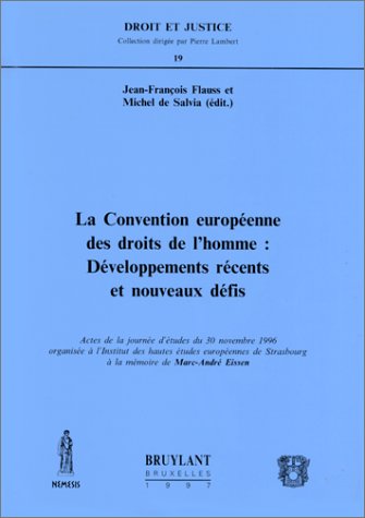 La Convention européenne des droits de l'homme : développements récents et nouveaux défis : actes de la journée d'études du 30 novembre 1996 book