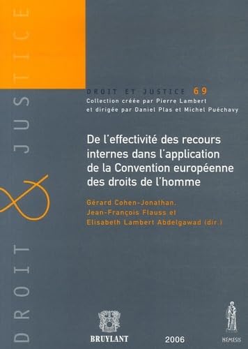 de l'effectivité des recours internes dans l'application de la convention europé book