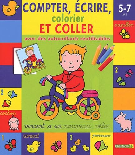 Compter, écrire, colorier et coller avec des autocollants réutilisables book