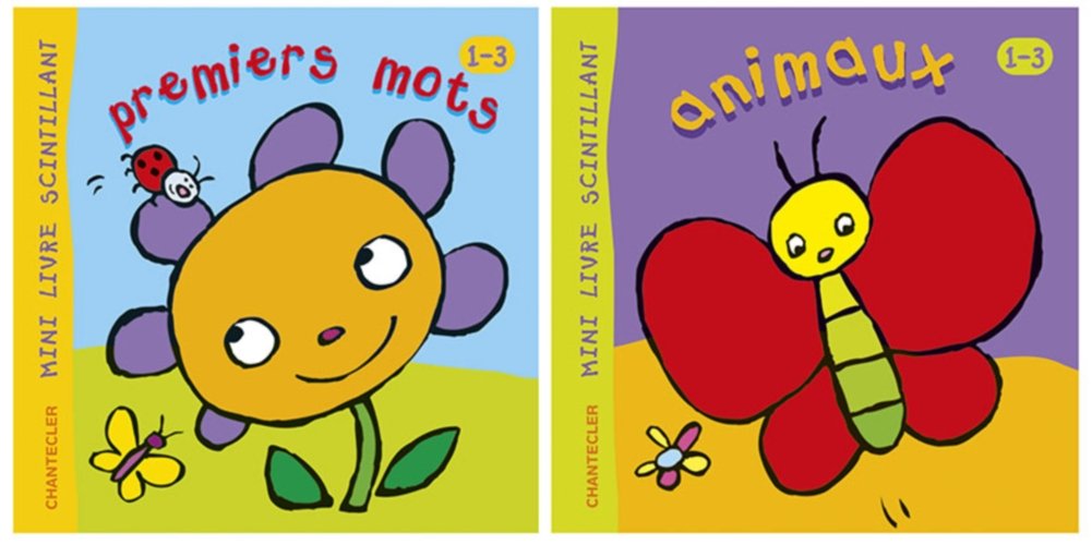 Mini Livre Scintillant Animaux / Premièrs mots (1-3 ans) - Lot de 2 book