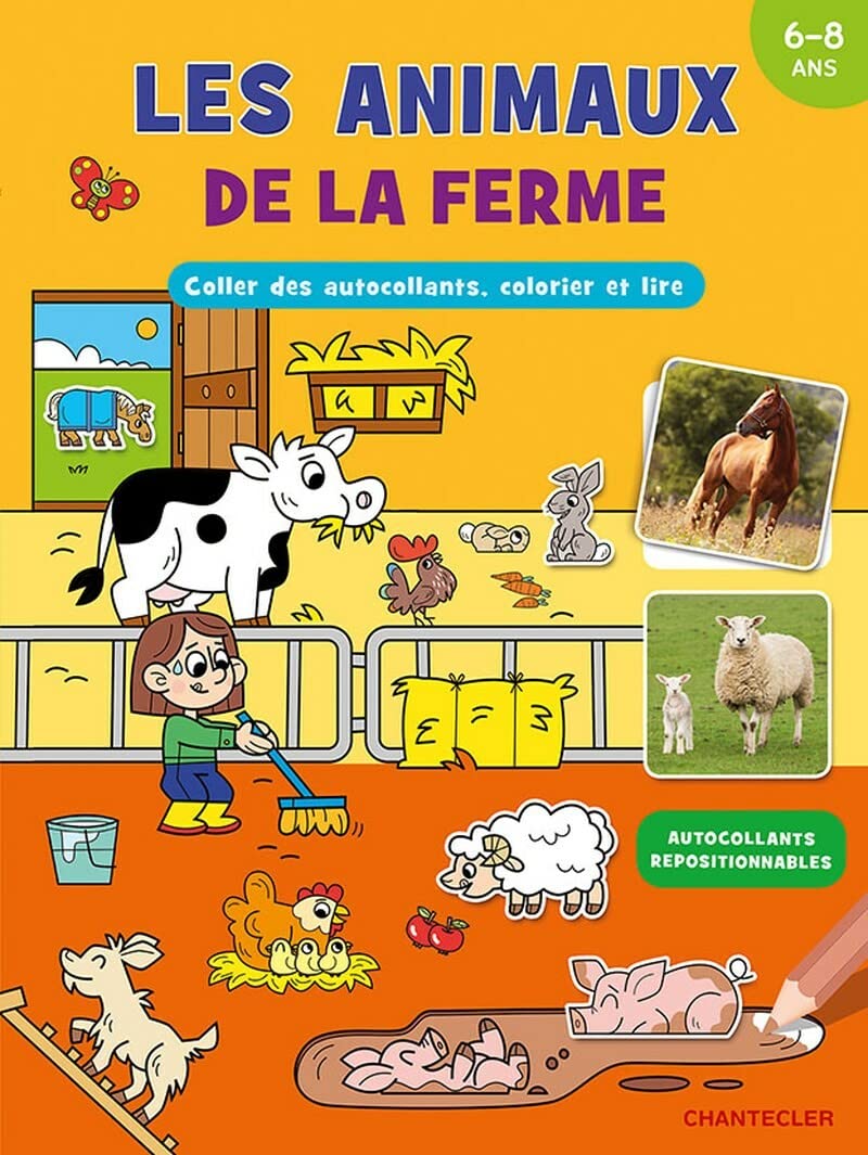 Les animaux de la ferme (6-8 a.) Coller des autocol., colorier et lire - book