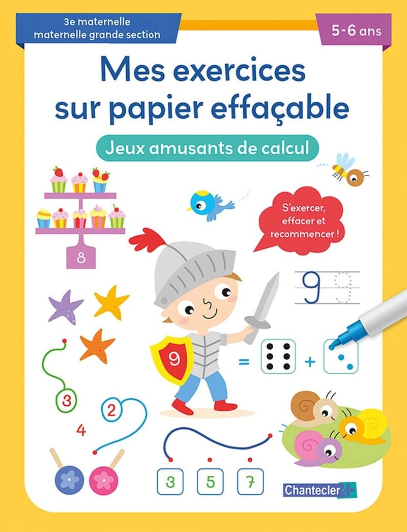 Mes exercices sur papier effaçable - Jeux amusants de calcul (5-6 a.) book