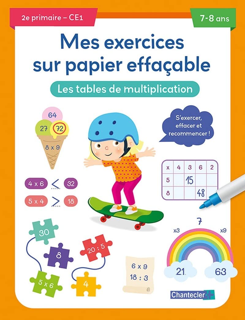 Mes exercices sur papier effaçable - Les tables de multiplication (7-8 a.) book