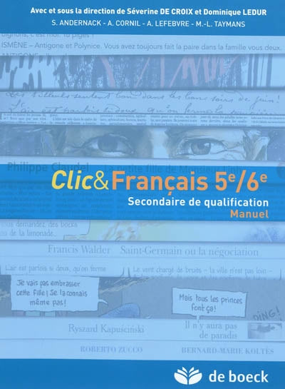 Product Image: Clic & français 5e-6e : secondaire de qualification : manuel
