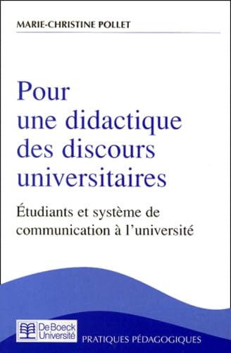 Pour une didactique des discours universitaires: Etudiants et système de communication à l'université book