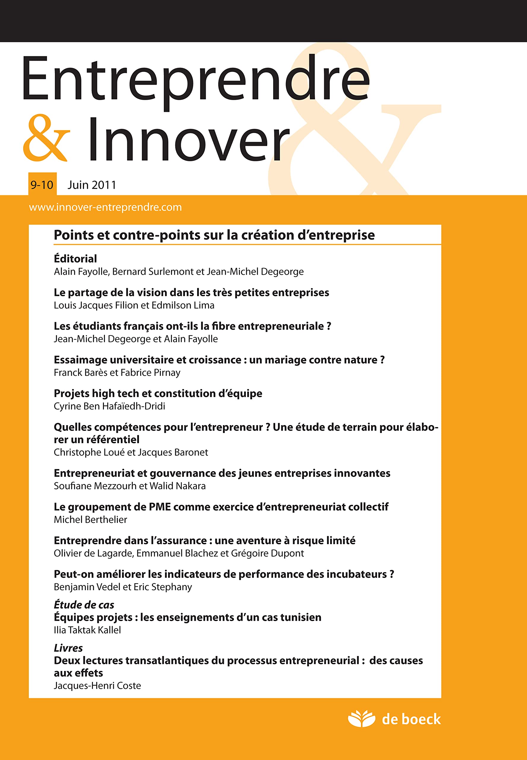ENTREPRENDRE ET INNOVER 2011/1-2 N.9-10 book