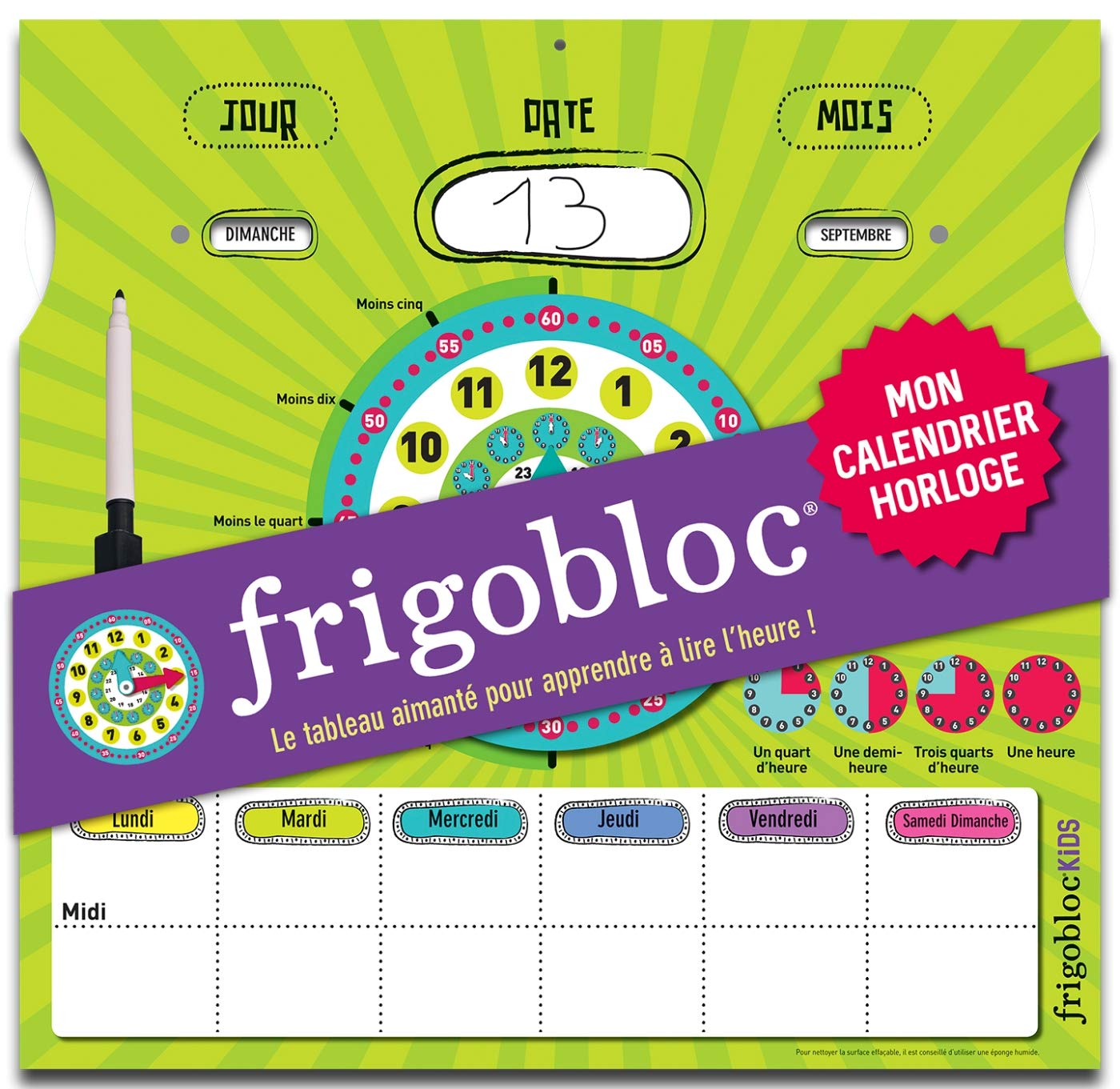 Frigobloc Mon calendrier horloge - Lire l'heure book