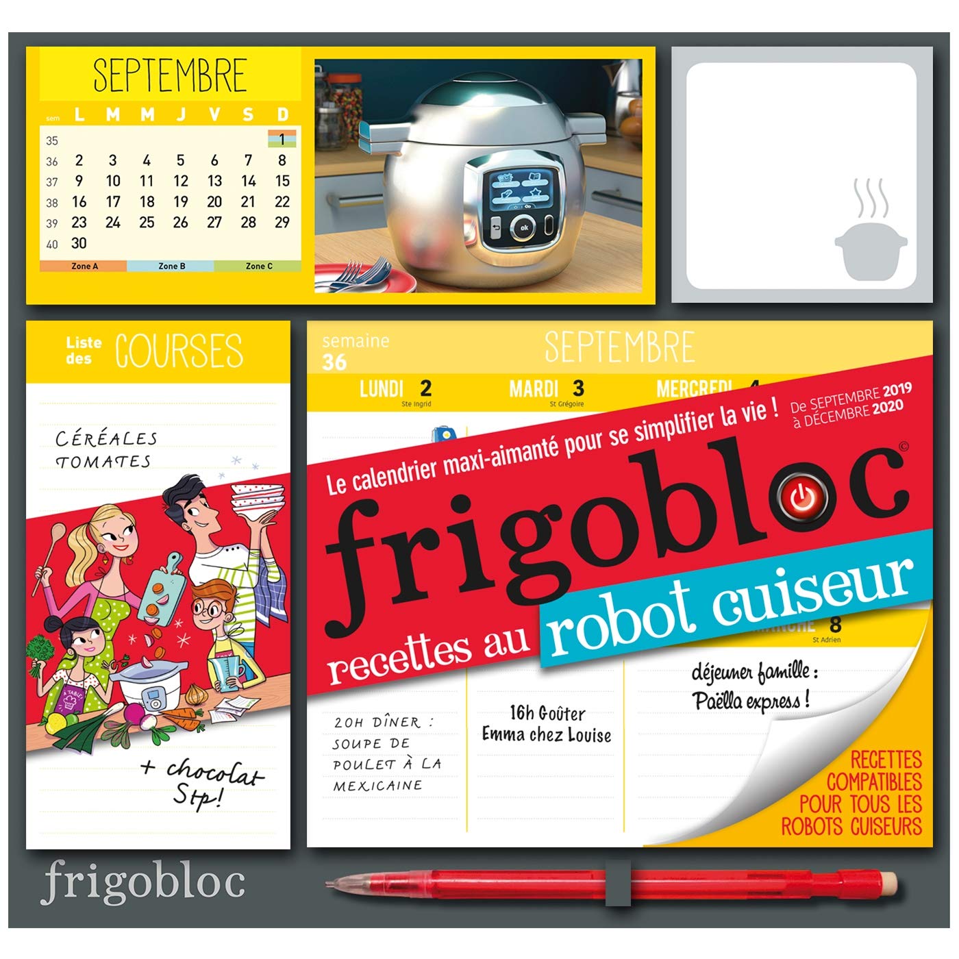 Frigobloc Robot-Cuiseur 2020 - Calendrier d'organisation familiale (de sept. 2019 à décembre 2020): Le calendrier maxi-aimanté pour se simplifer la vie ! Partnership & Love
