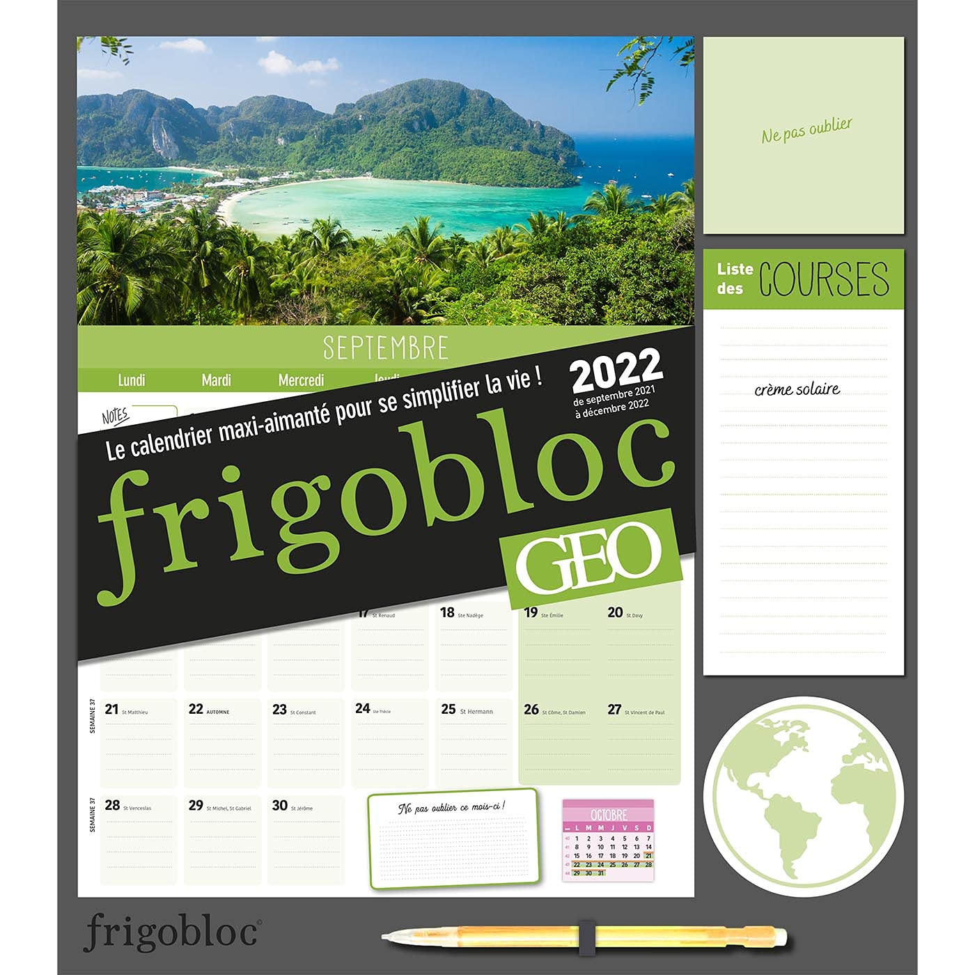 FRIGOBLOC MENSUEL GÉO 2022 - 16 MOIS - (DE SEPT. 2021 À DÉC. 2022): Le calendrier maxi-aimanté pour se simplifer la vie ! Partnership & Love