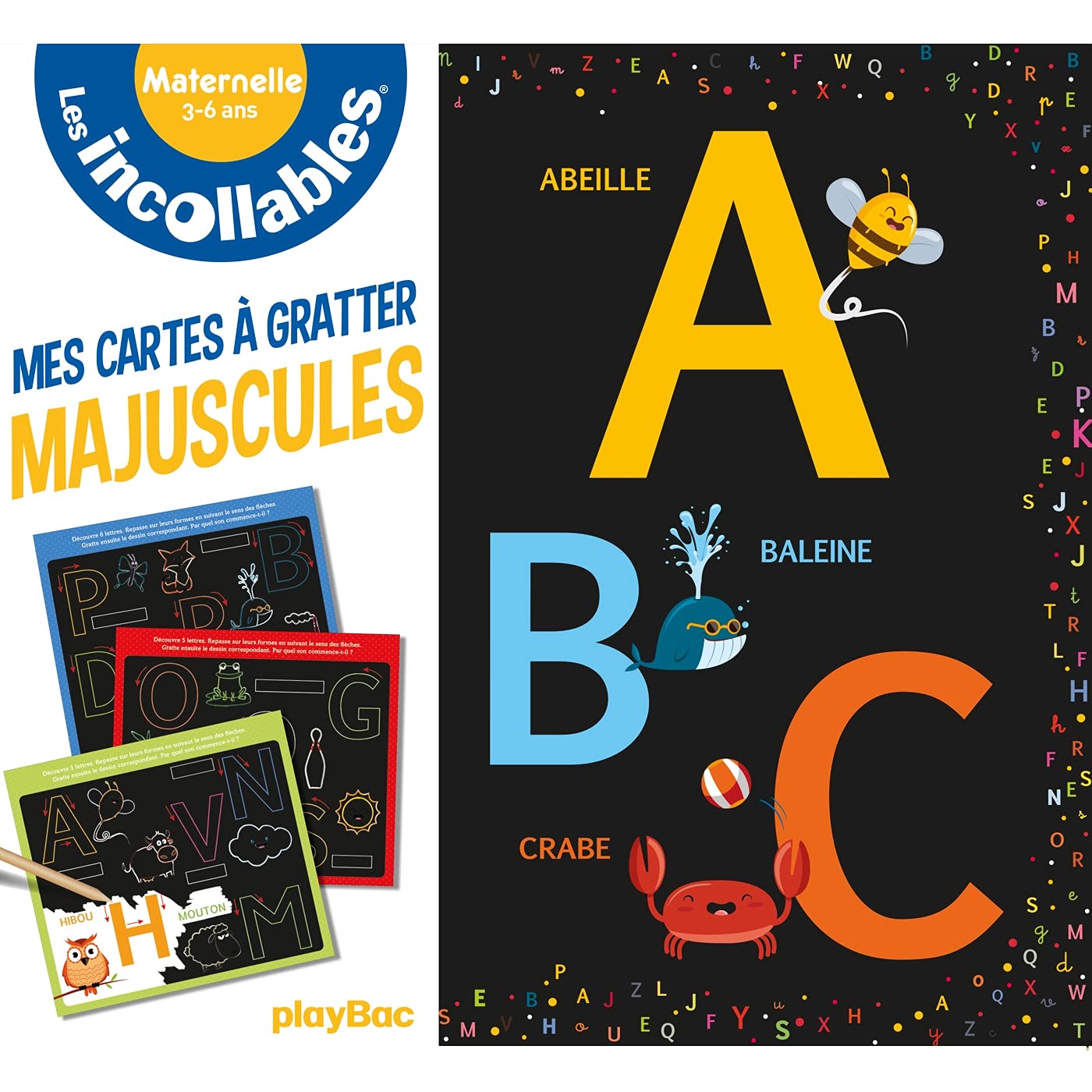 LES INCOLLABLES - CARTES À GRATTER ÉDUCATIVES - LES MAJUSCULES: Mes cartes à gratter éducatives Les incollables Maternelle. Avec 1 bâtonnet en bois Professional & Reference Books