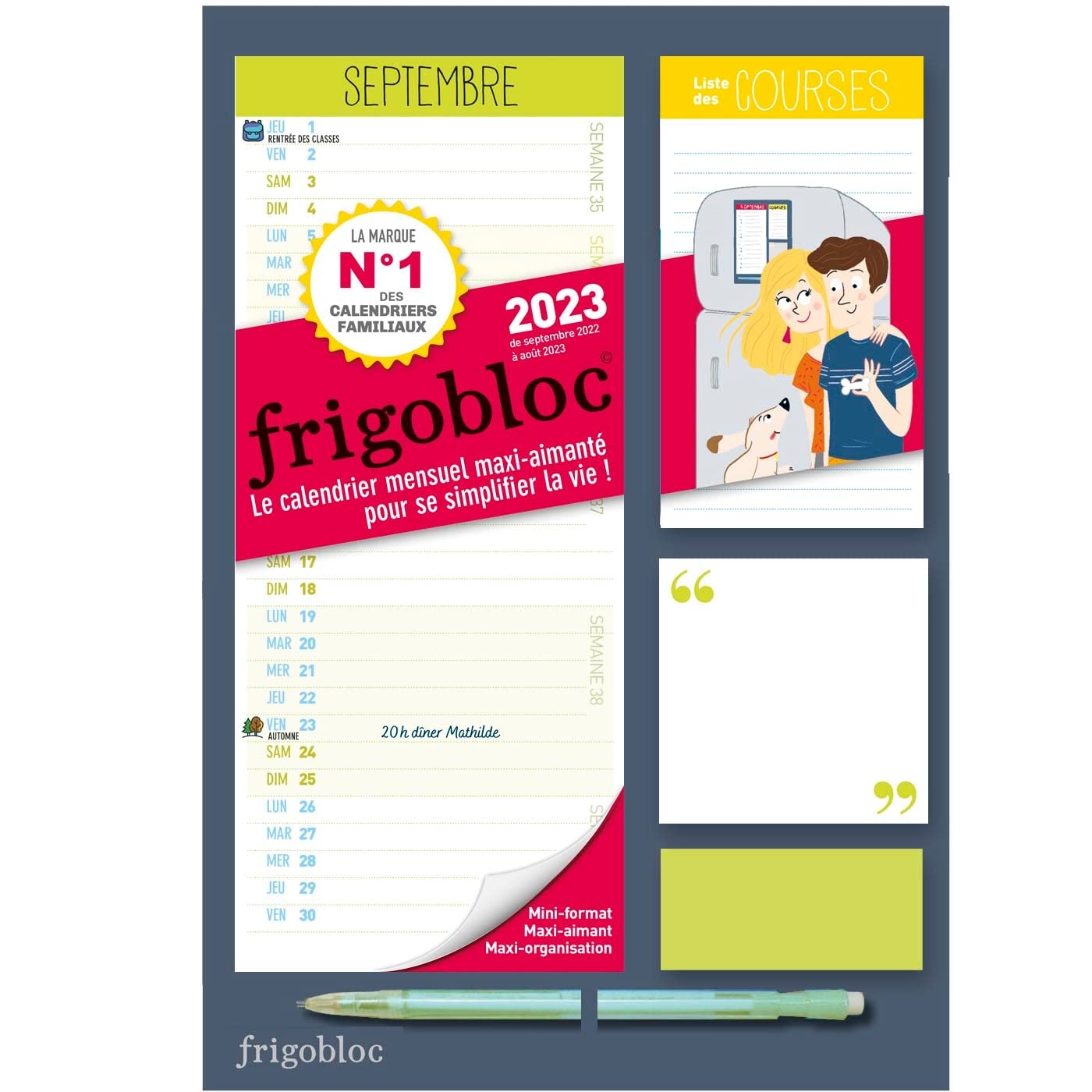 Mini Frigobloc Mensuel 2023 - Calendrier d'organisation familiale / mois (de sept. 2022 à août 2023): Le calendrier maxi-aimanté pour se simplifer la vie ! Partnership & Love