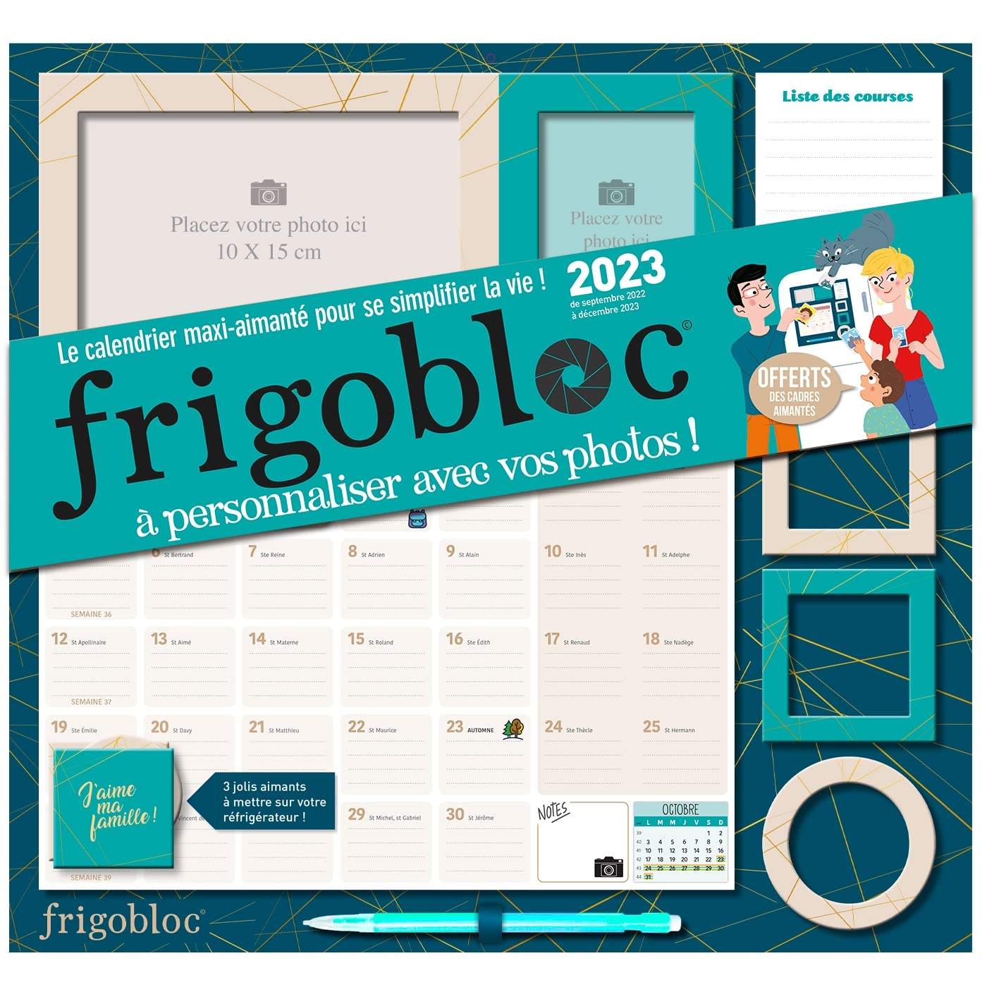 Frigobloc Mensuel 2023 Photos à personnaliser (de sept. 2022 à déc. 2023): Calendrier d'organisation familiale book
