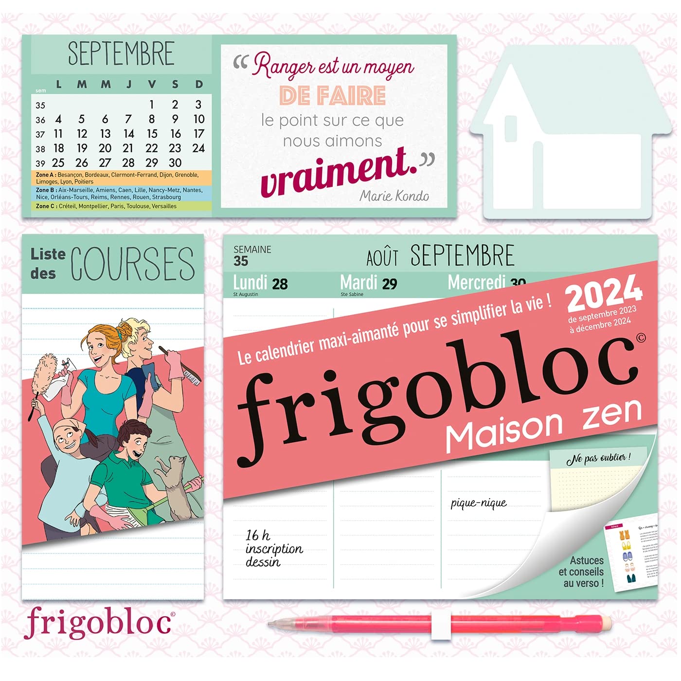 Frigobloc Hebdomadaire 2024 Maison zen (de sept. 2023 à déc. 2024) book