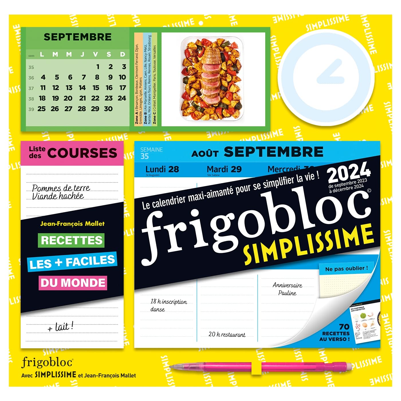 Frigobloc Hebdomadaire 2024 Simplissime (de sept. 2023 à dec. 2024) book