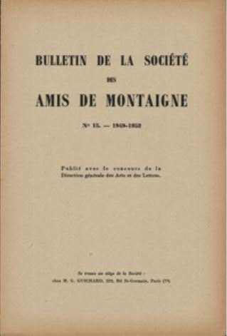 Bulletin de la Société des amis de Montaigne, n° 1 (1952) book