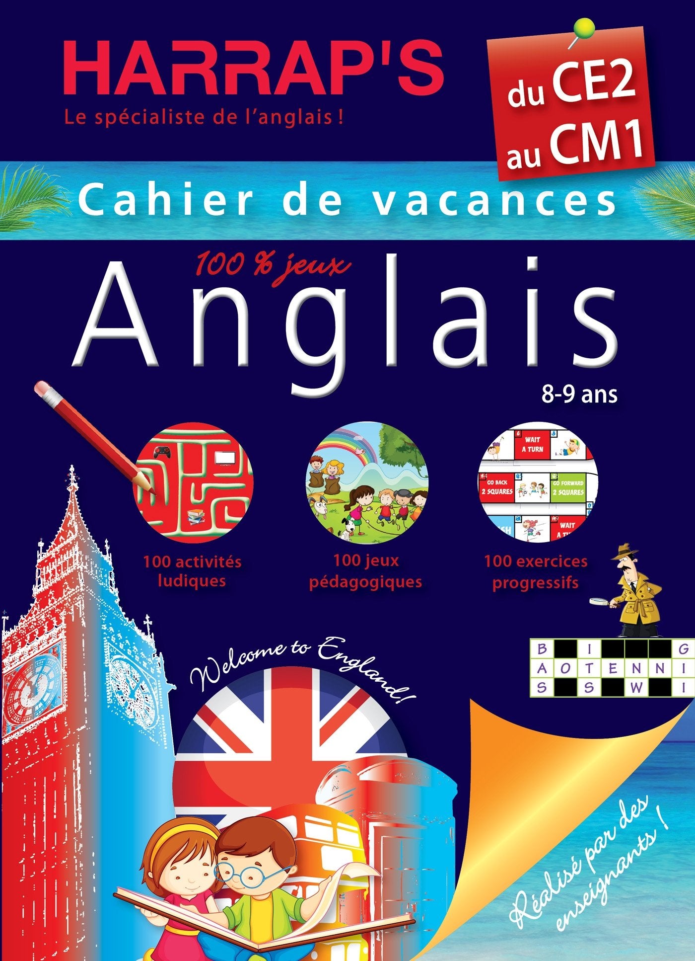 Cahiers De Vacances Harrap's Anglais: Du Ce2 Au Cm1 - Cahier De Vacances 100% Jeux Foreign Languages ​​& Dictionaries
