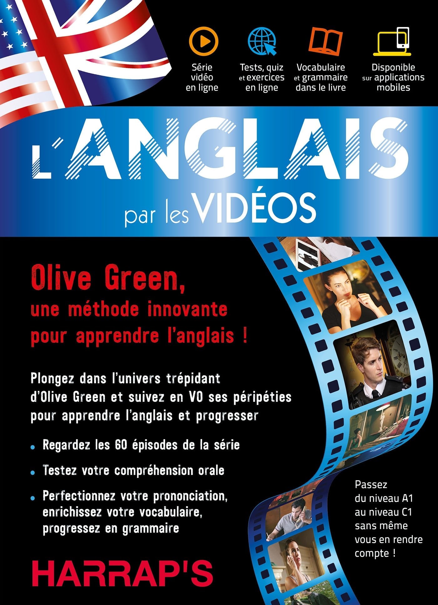 Harrap's l'anglais par les vidéos Olive GREEN book