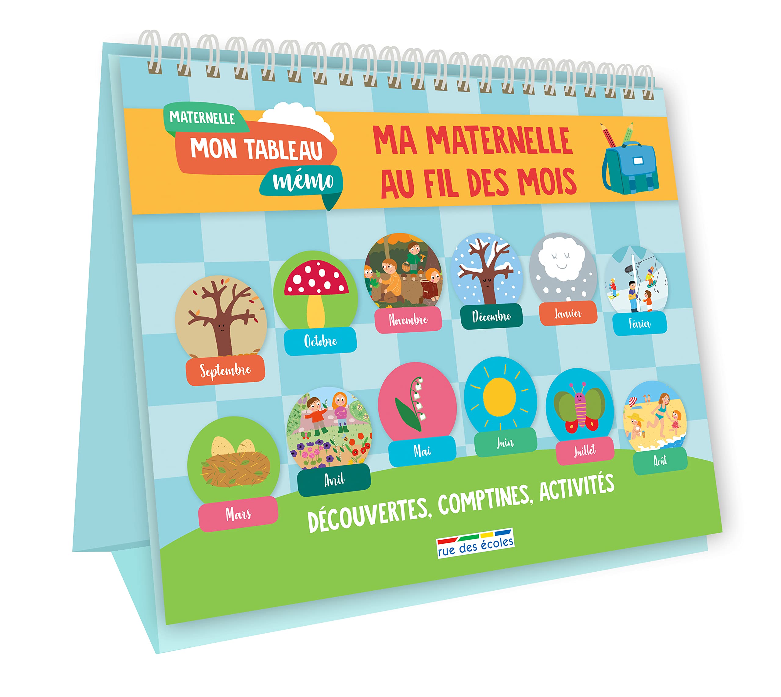 Mon tableau mémo - Ma maternelle au fil des mois: Découvertes, comptines, activités book
