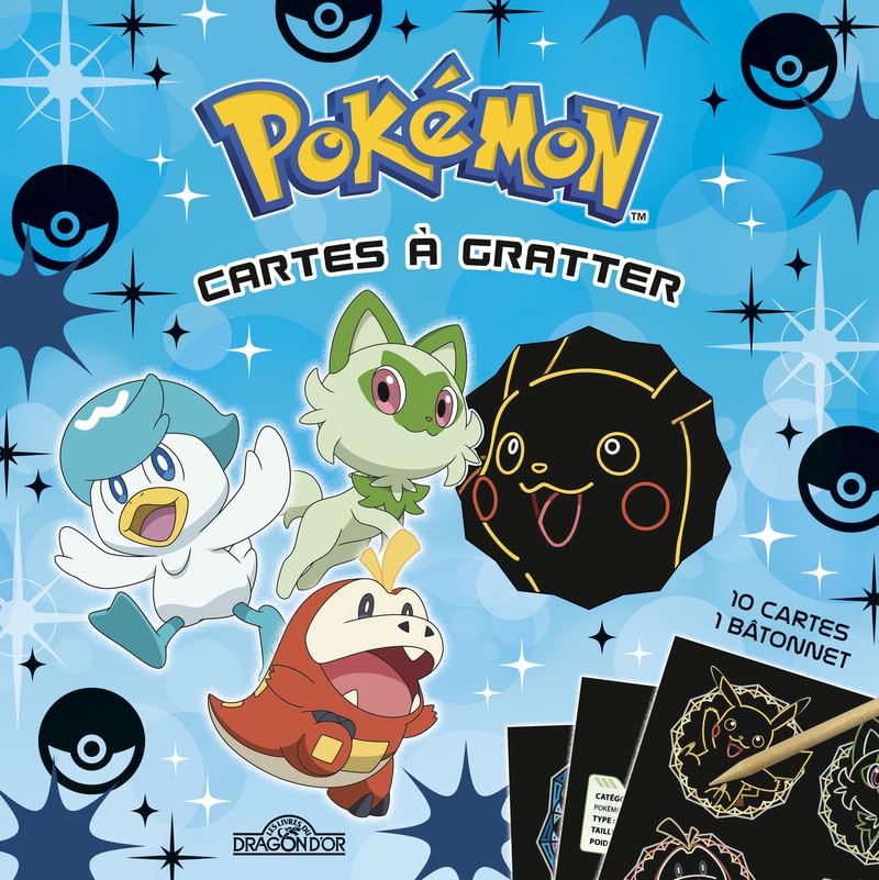 Pokémon – Cartes à gratter – Paldea – Pochette avec 10 cartes à gratter et un bâtonnet – Dès 6 ans book