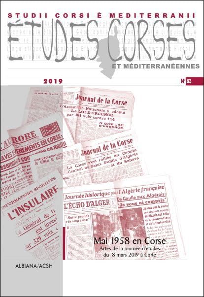 Études corses n° 83: Mai 1958 en Corse Politics & History
